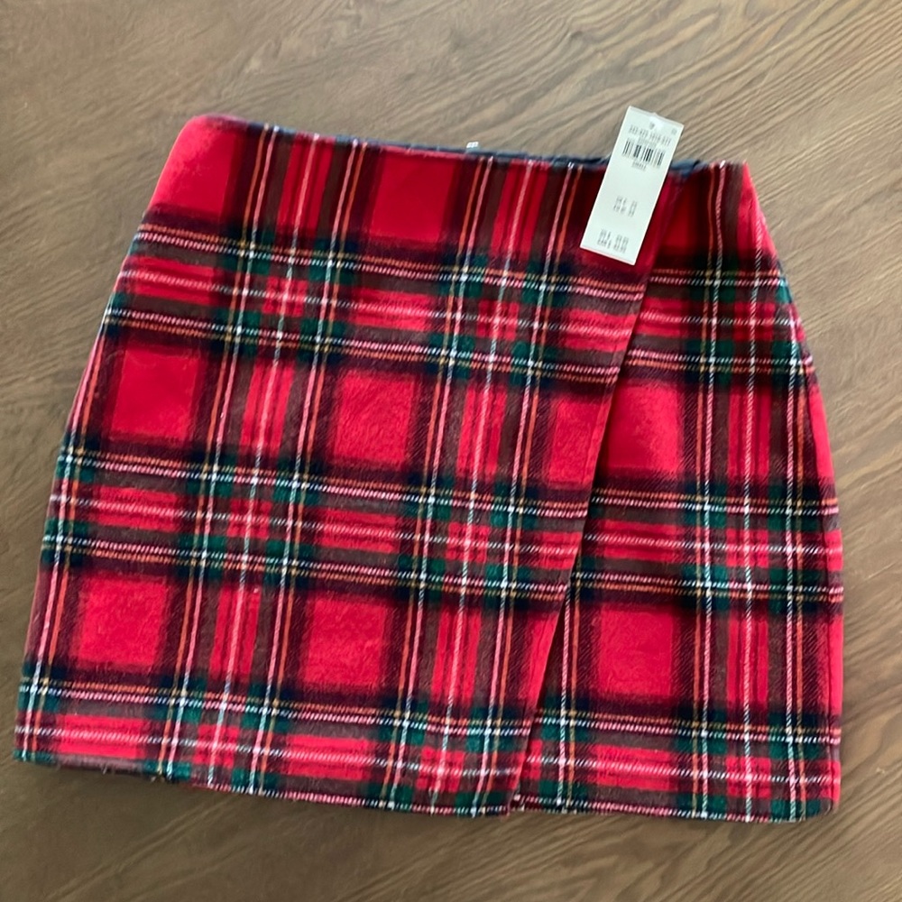 Holiday plaid mini skirt